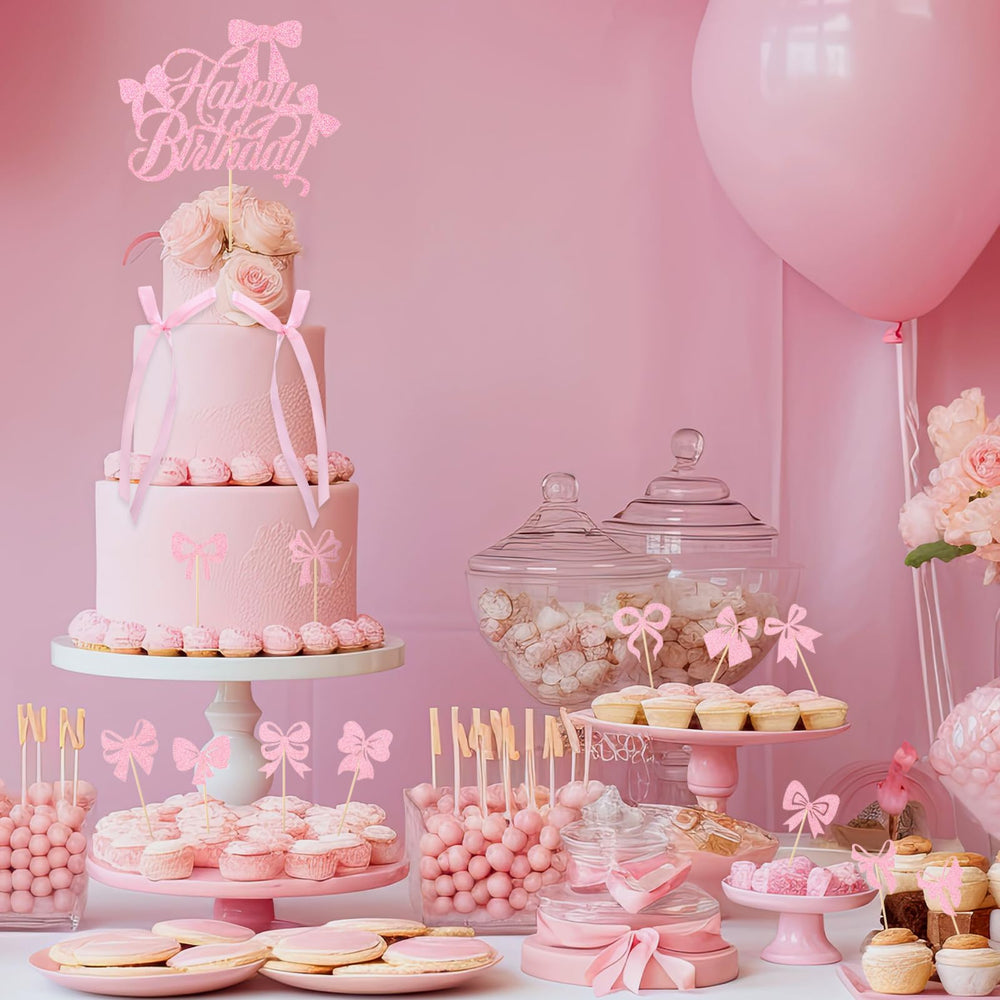 Guiqulai wedding and baby shower toppers with bow design
