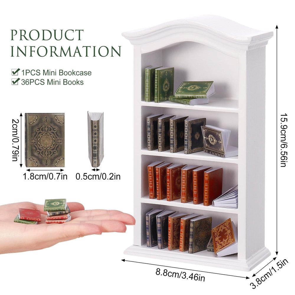 Guiqulai white wooden bookcase showcases mini books in a compact, sturdy display