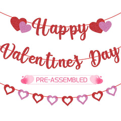 GULWAT Glitter Happy Valentines Banner for festive decor, easy to display.