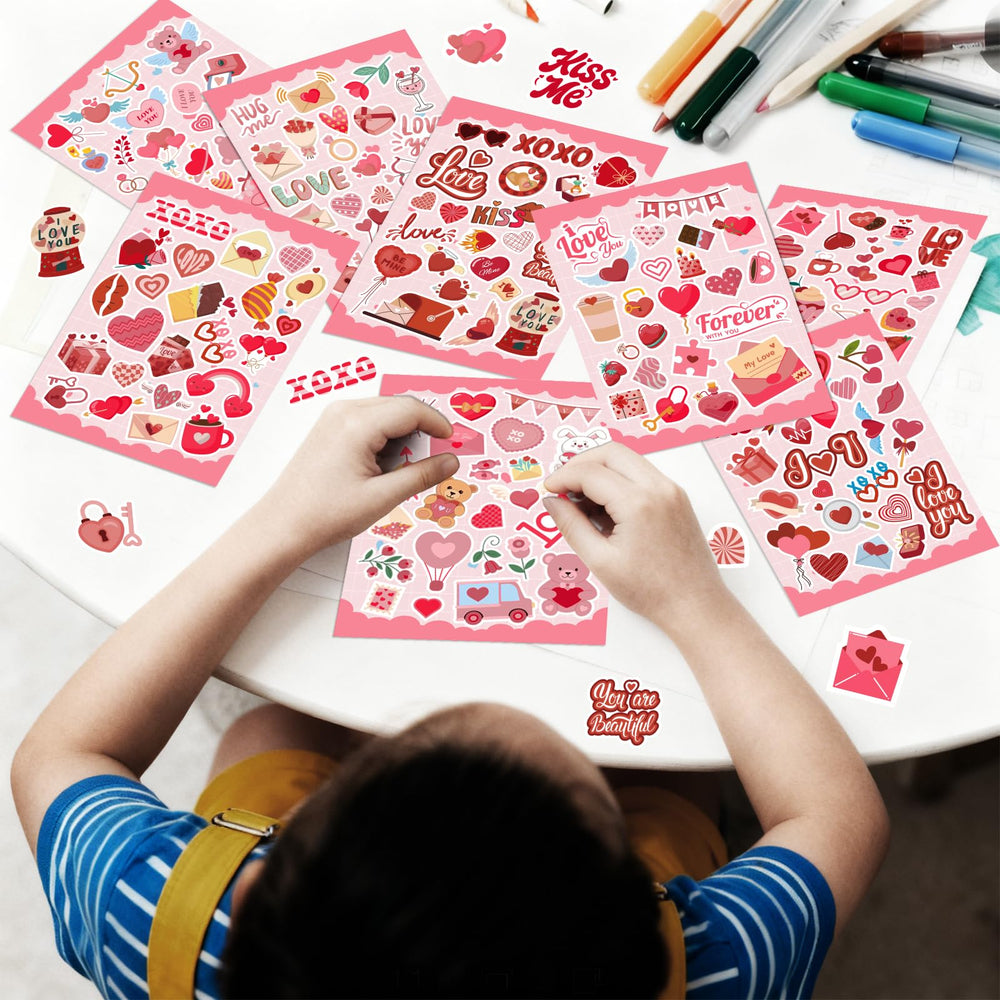 GULWAT Valentines stickers used in a classroom exchange setting