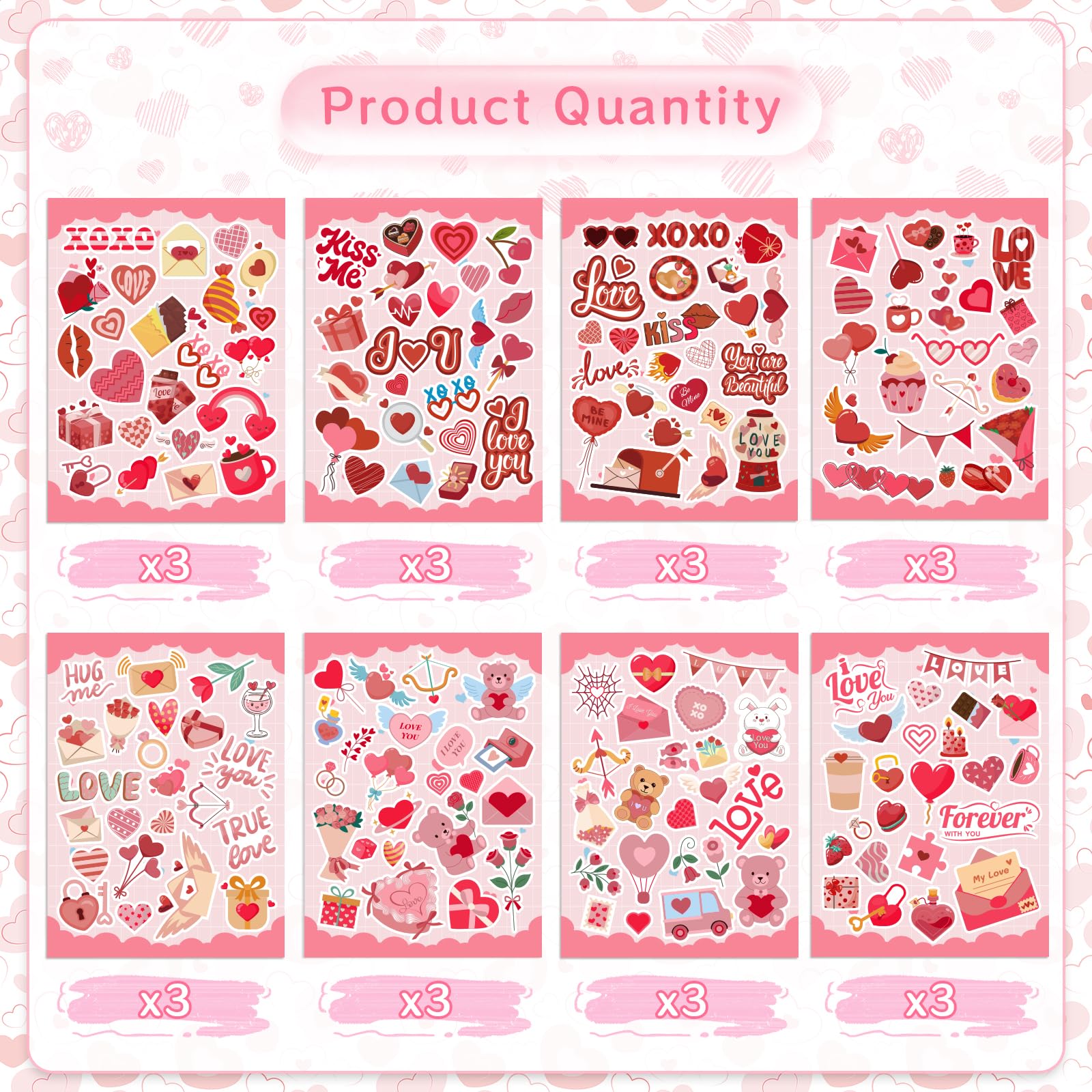 GULWAT Valentines stickers on scrapbook pages for creative projects