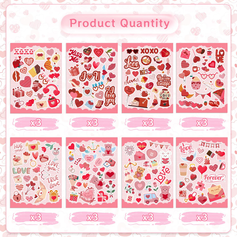 GULWAT Valentines stickers on scrapbook pages for creative projects
