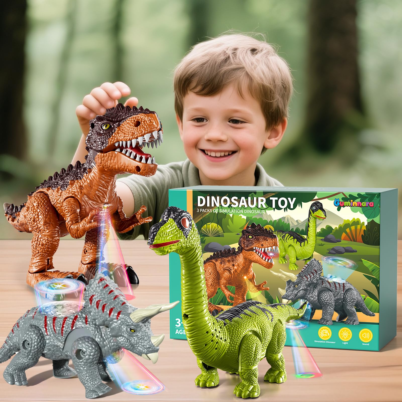 Guminnara gift-ready 3-pack dino set for birthdays and holidays