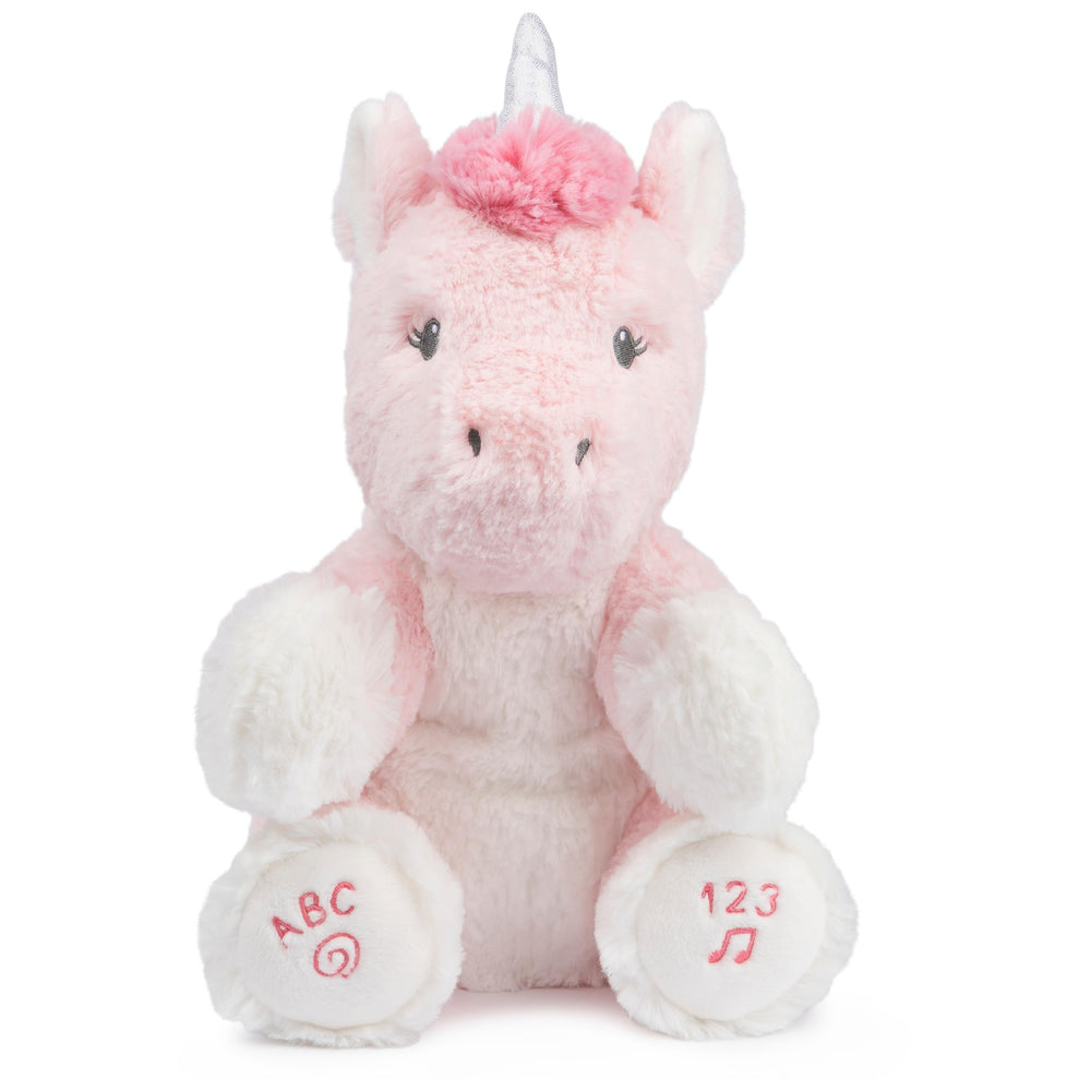 GUND Alora unicorn animated plush happy face for engaging baby play.