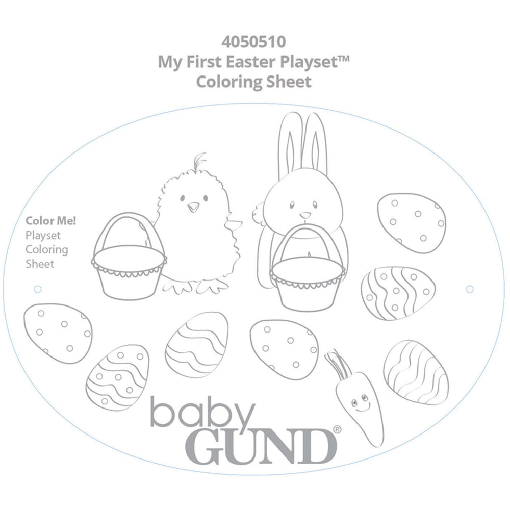 GUND Chick Rattle inside My First Easter Basket, soft plush for soothing sounds and tactile play.