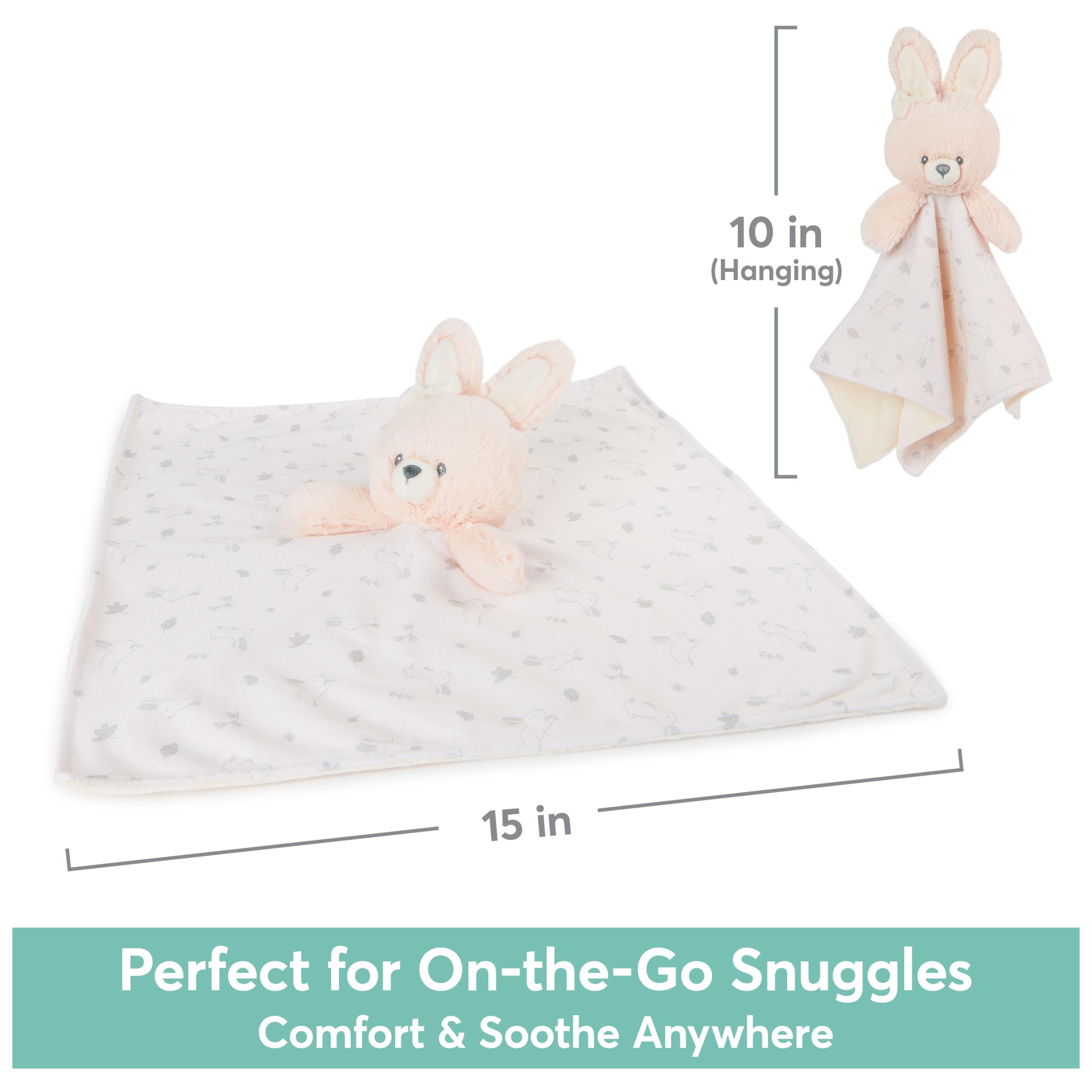 GUND 15x15 blanket with matching bunny print detail