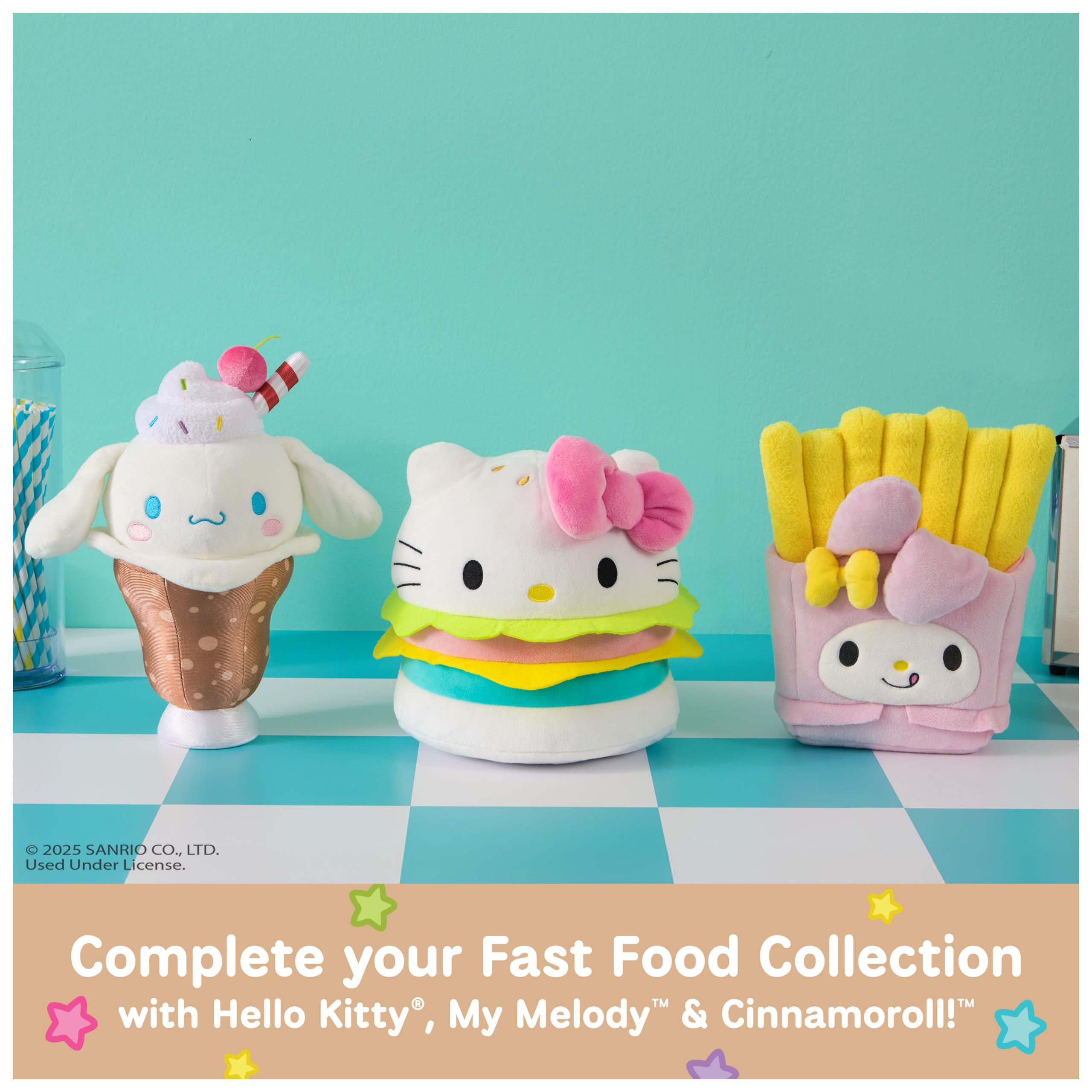 GUND Cinnamoroll glass-like base plush with root beer pattern for display features.