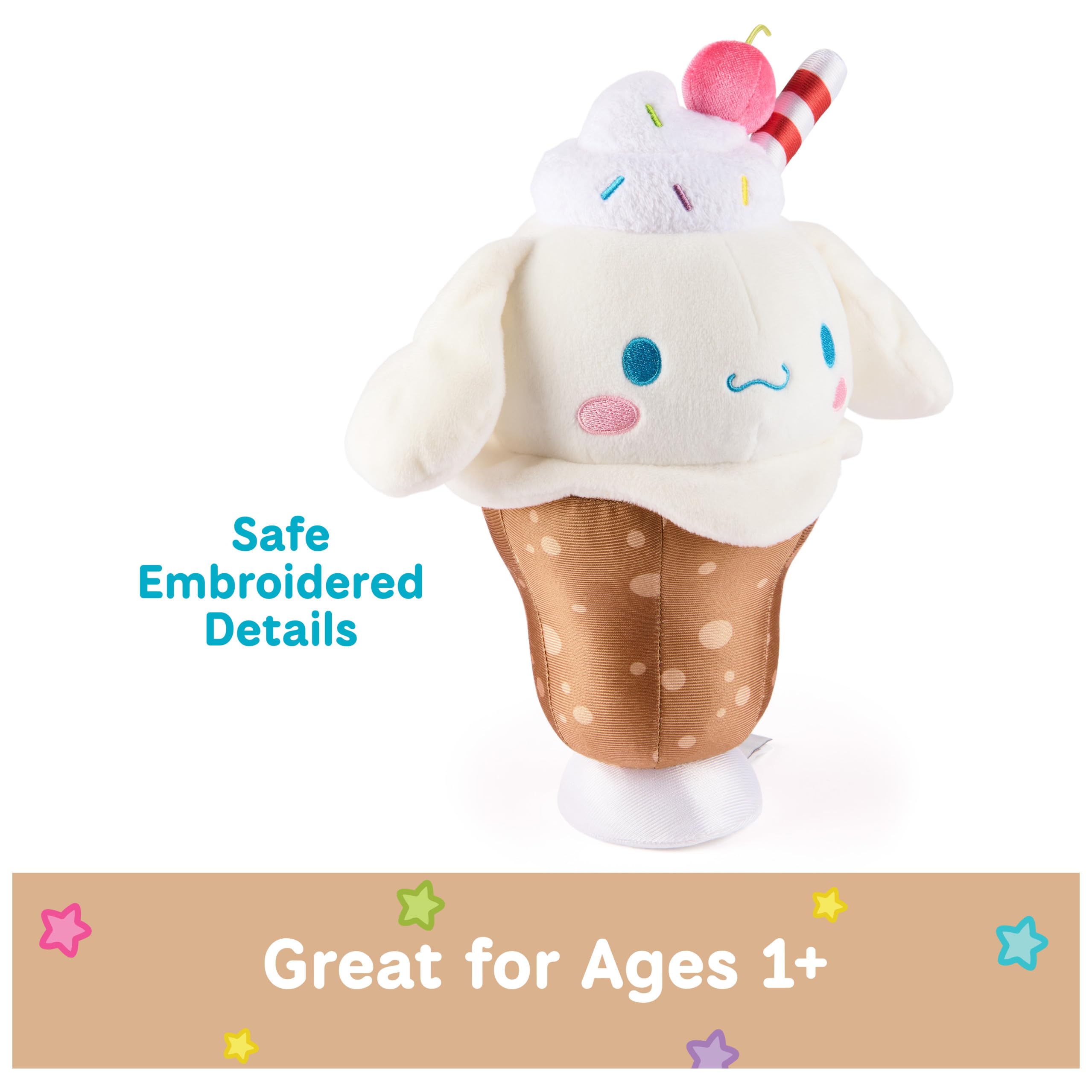 GUND Cinnamoroll whipped cream detail plush, soft cuddle for hugs and bedtime play.
