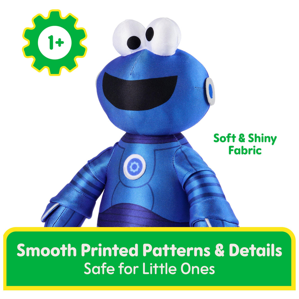 GUND Cookie Monster Mecha plush with sturdy feet for stable posing