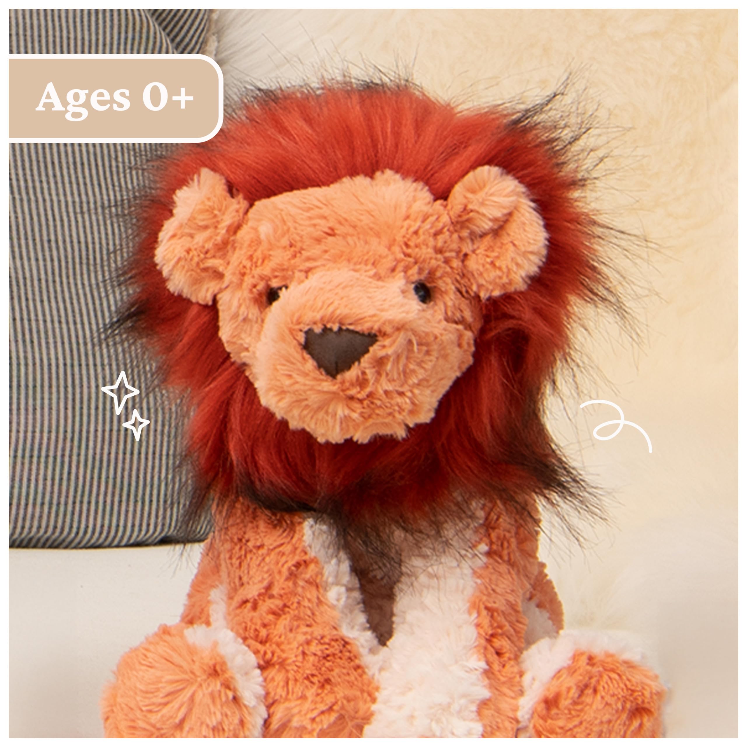 GUND Cozys Lion is machine-washable for easy cleaning.