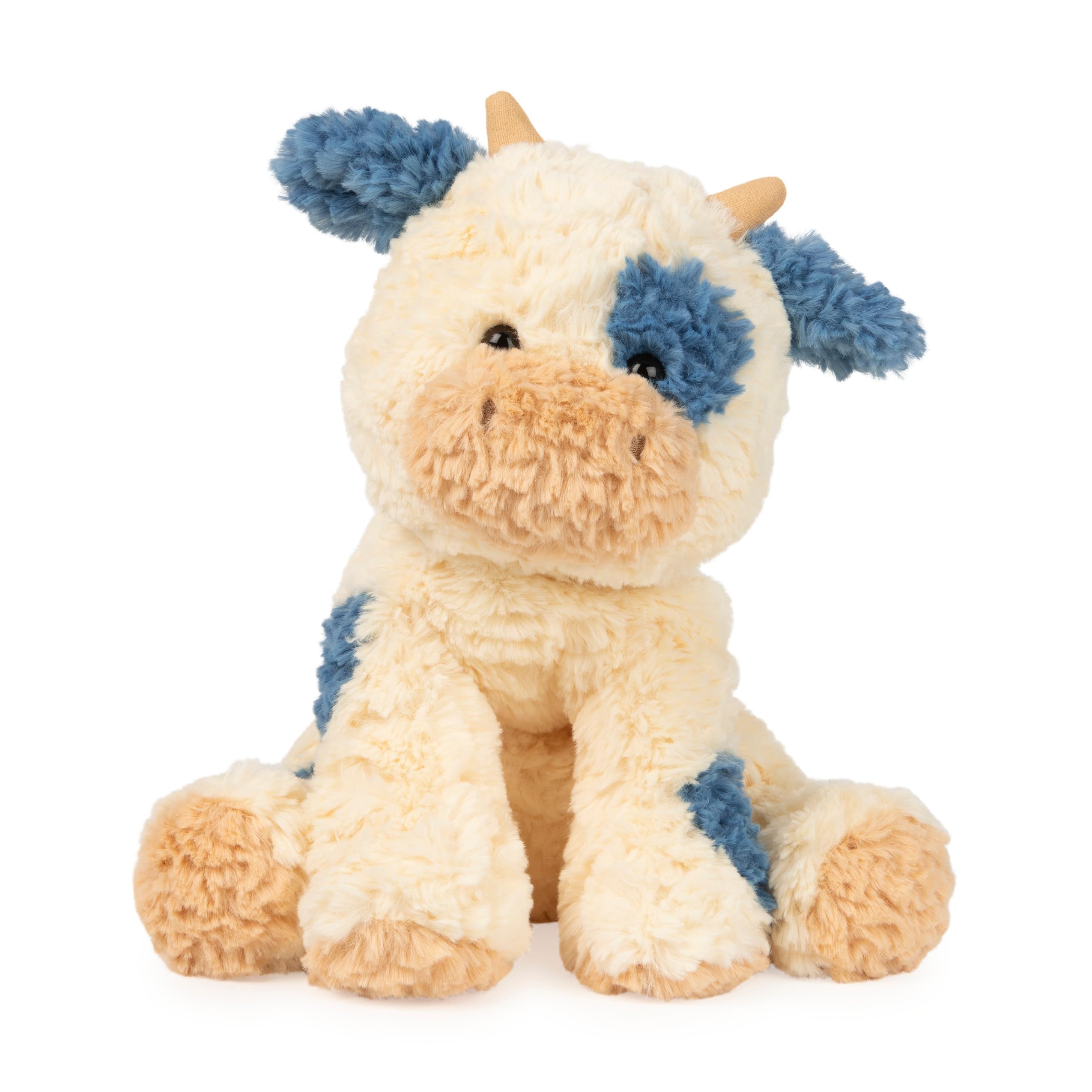 GUND Cozys Cow plush with cream fur and navy spots for cozy hugs