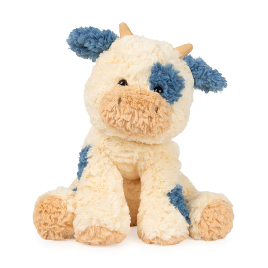 GUND Cozys Cow plush with cream fur and navy spots for cozy hugs