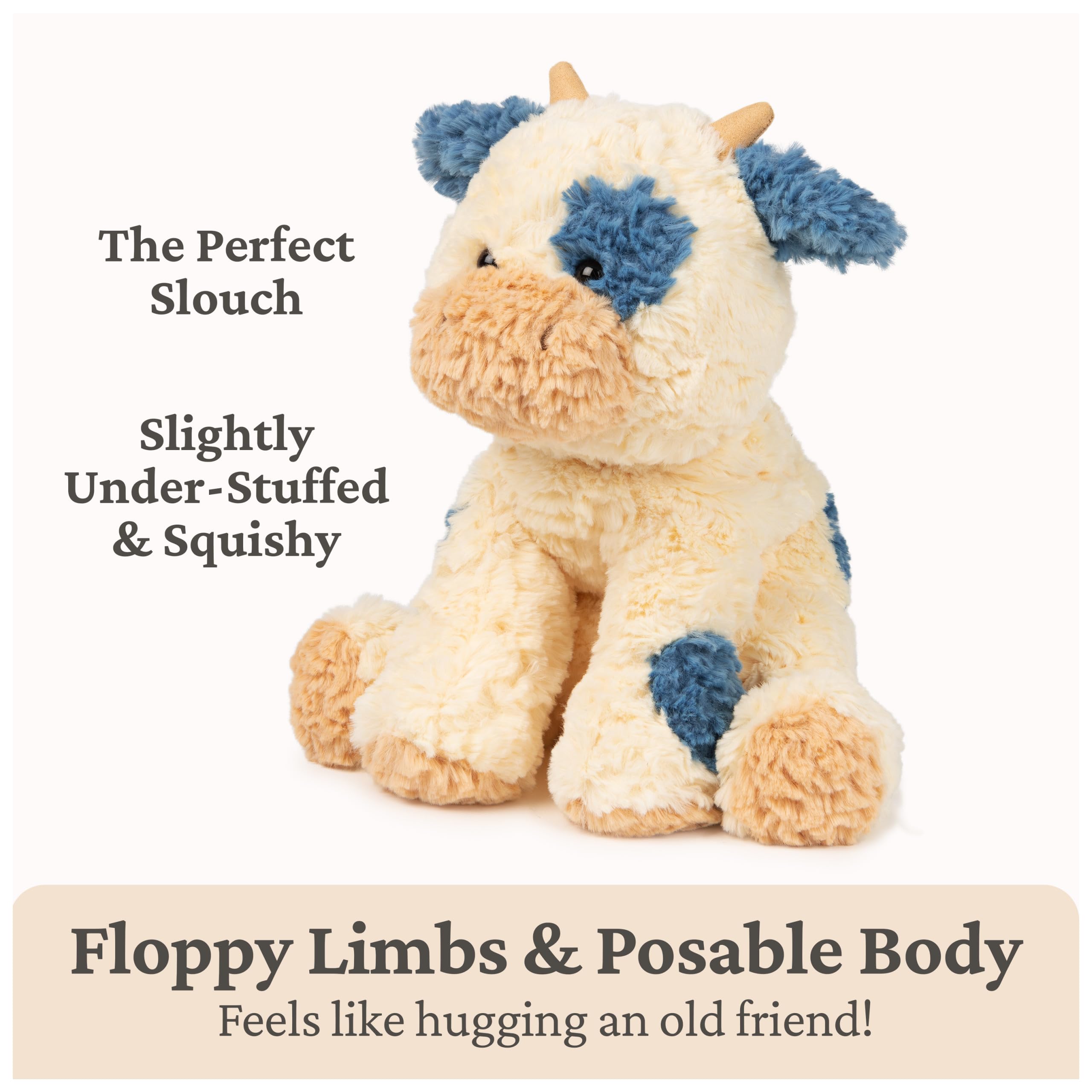 GUND Cozys Cow cream fur with navy spots for tactile play