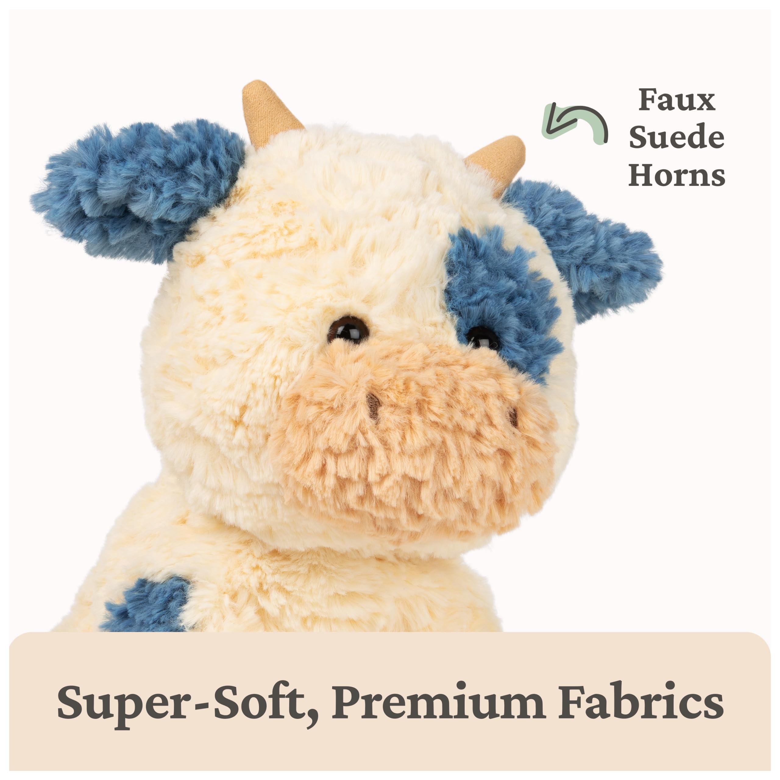 GUND Cozys Cow beige horns and navy tail tuft add cute details