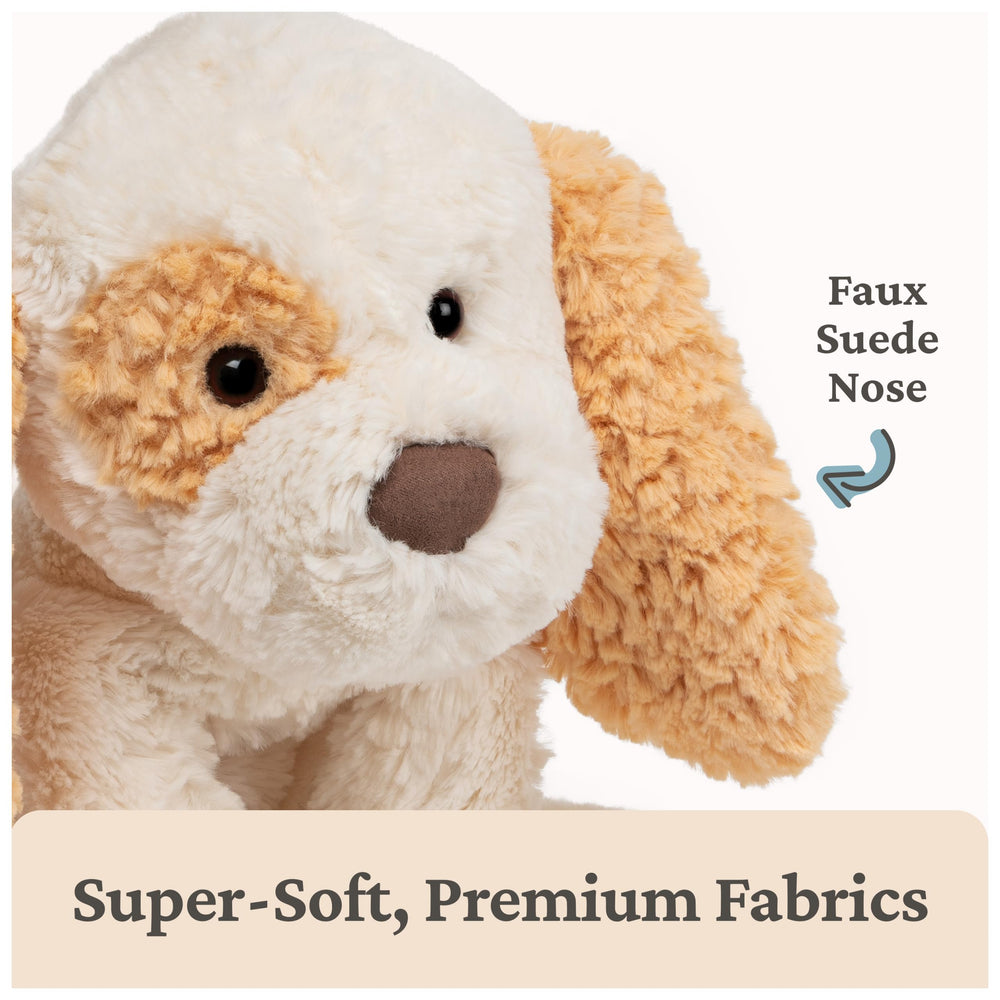 GUND Cozys Puppy Plush eye spot design adds character during playtime.