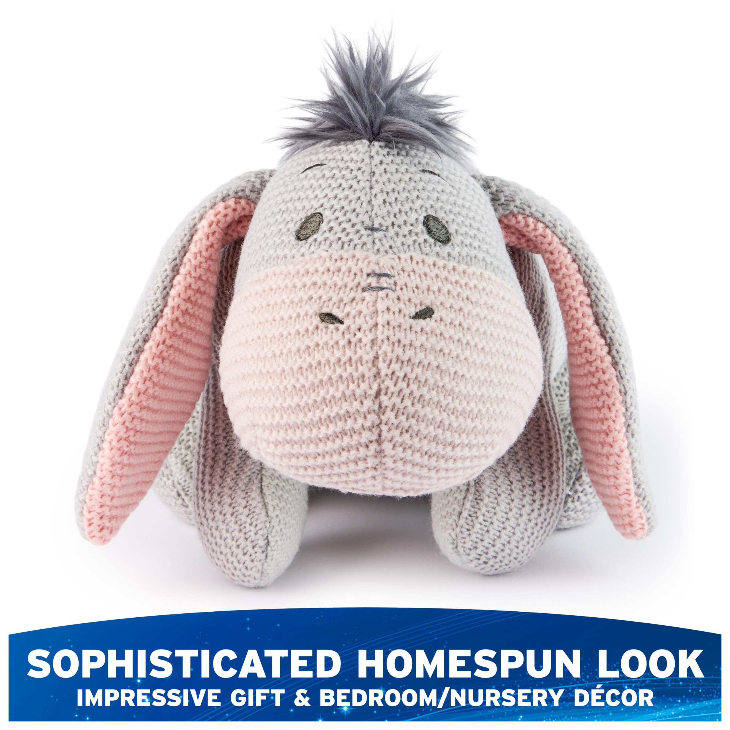 GUND Eeyore knit plush close-up highlighting cozy, durable fabric.