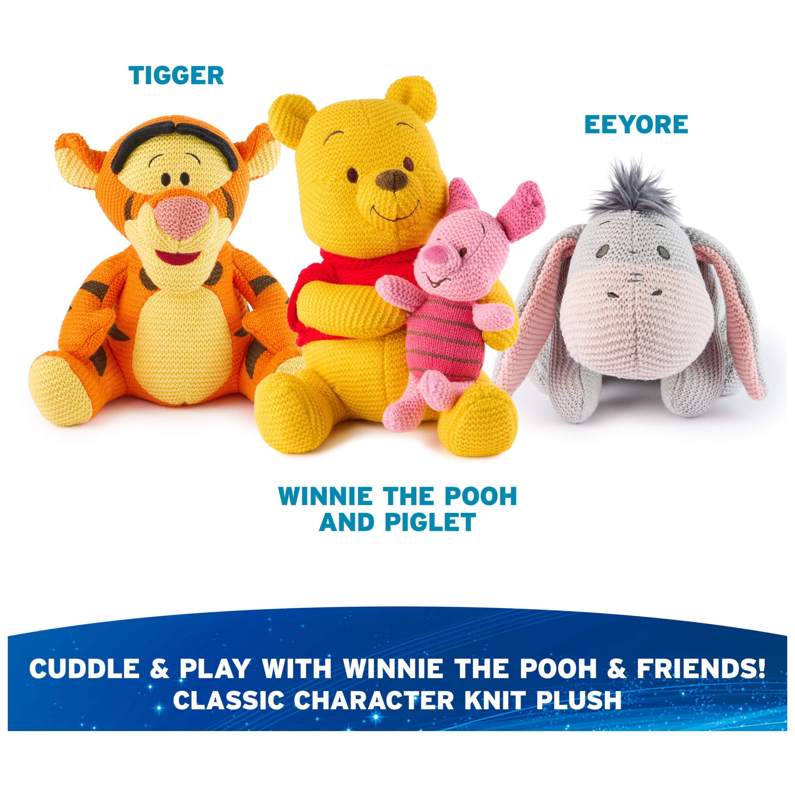 GUND Eeyore knit plush soft body for kid-friendly cuddles.