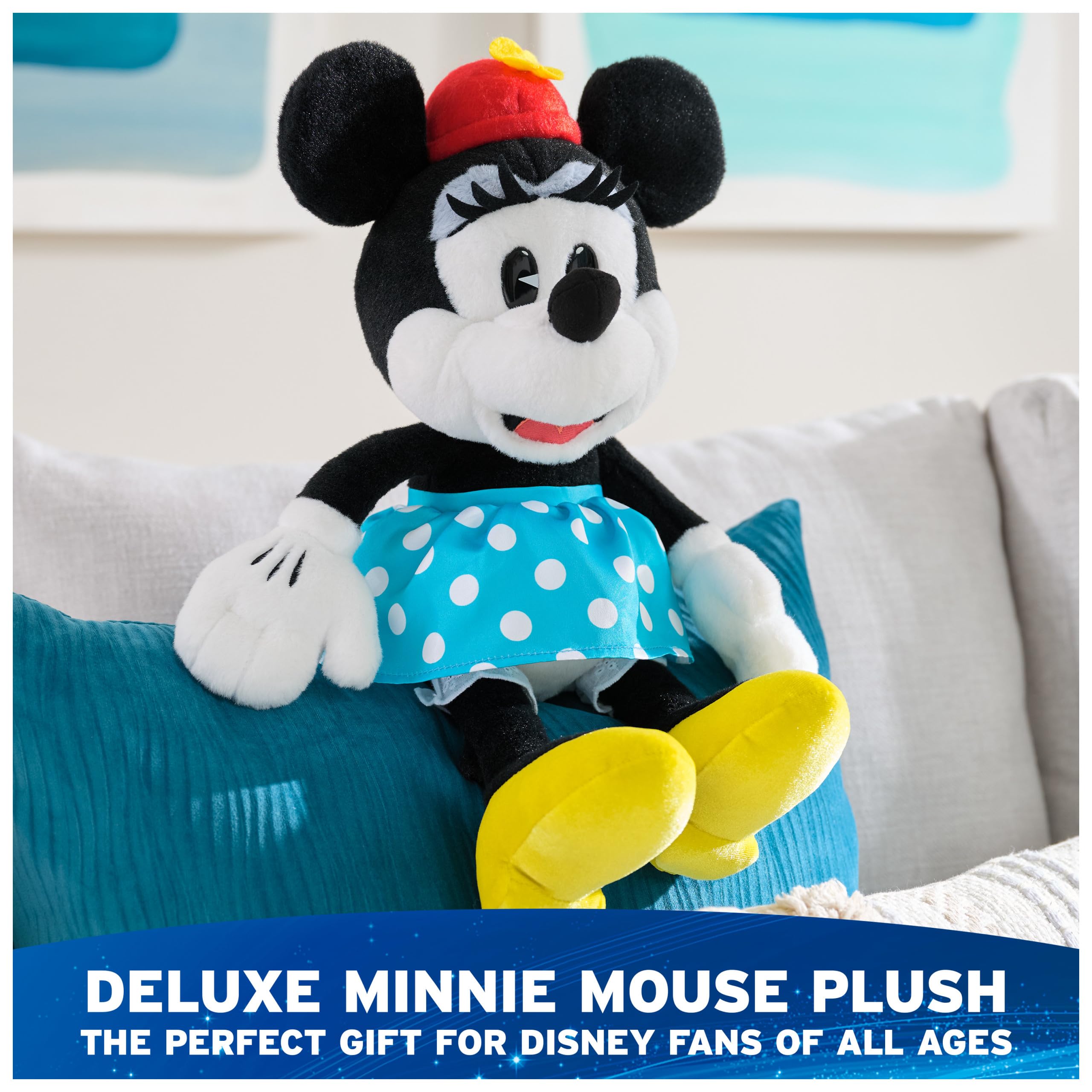 GUND Minnie Mouse with blue polka-dot satin skirt ready for imaginative play