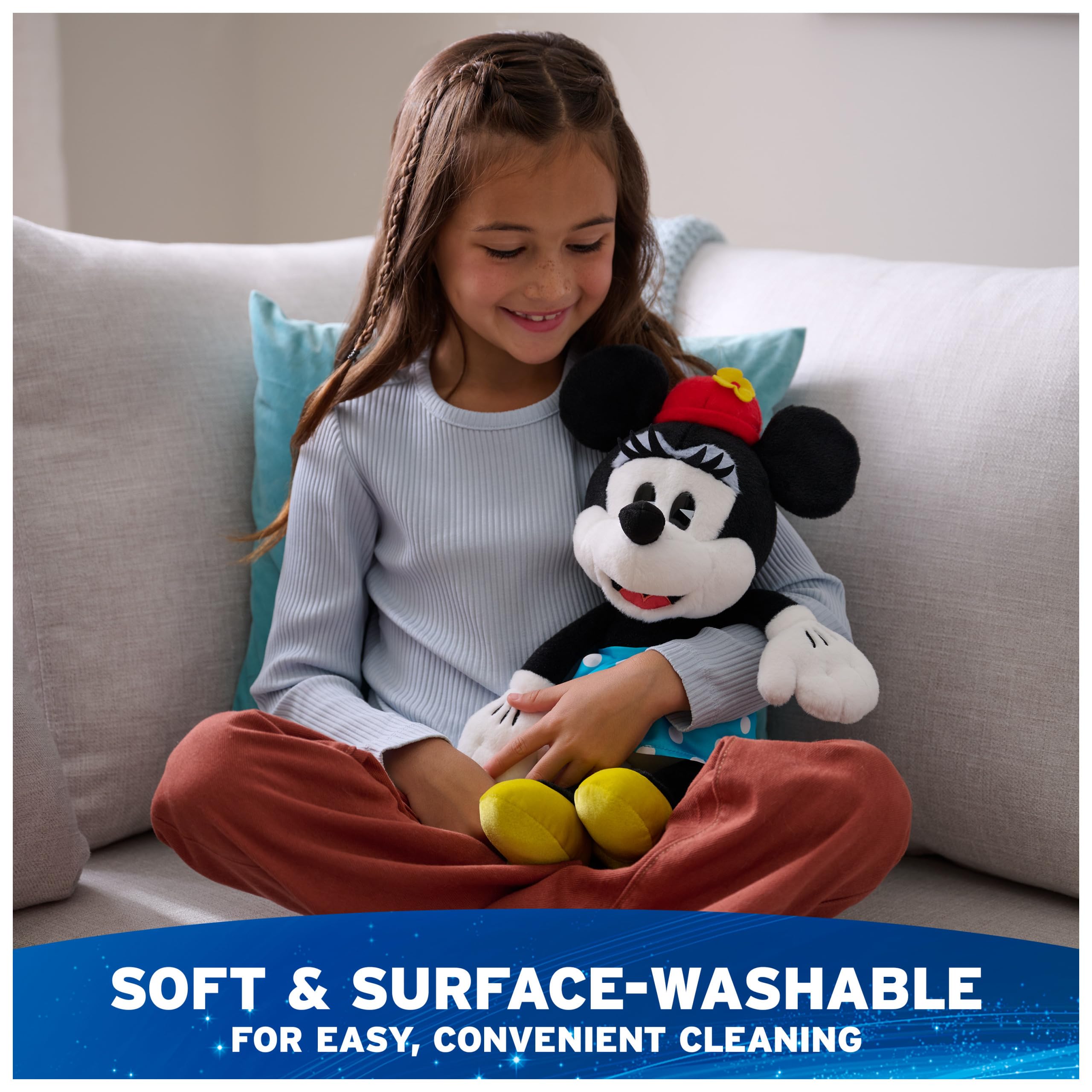 GUND Minnie Mouse featuring soft gloves and faux suede nose for tactile charm