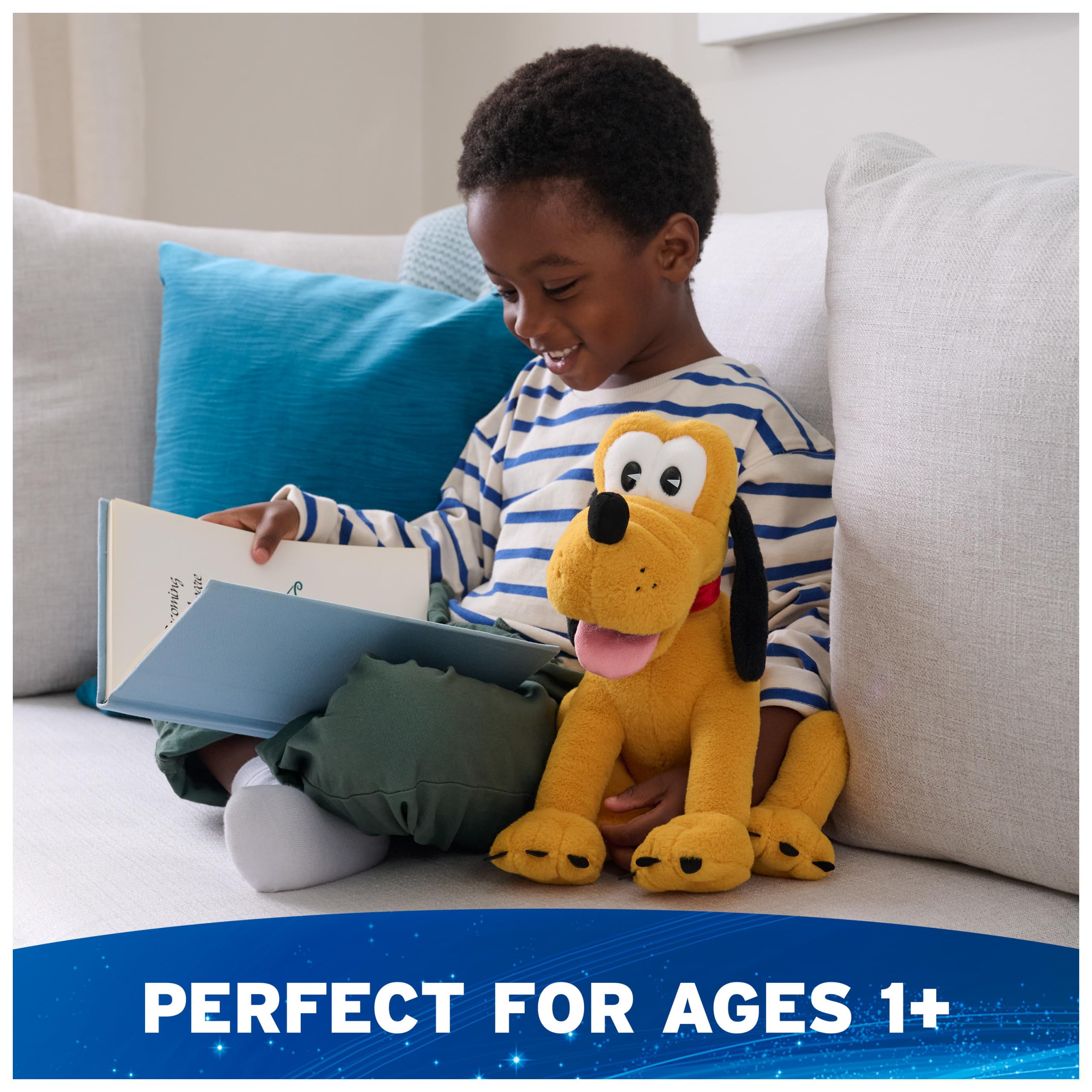 GUND Pluto yellow plush fur feels soft for gentle play.