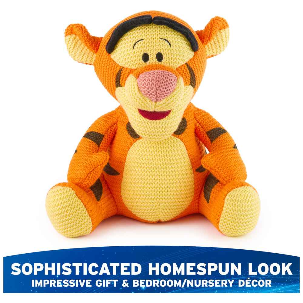 GUND Disney Tigger knit plush close-up of orange stripes and a friendly, inviting smile.