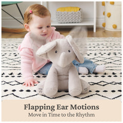 GUND Flappy the Elephant peekaboo feature highlights interactive play.