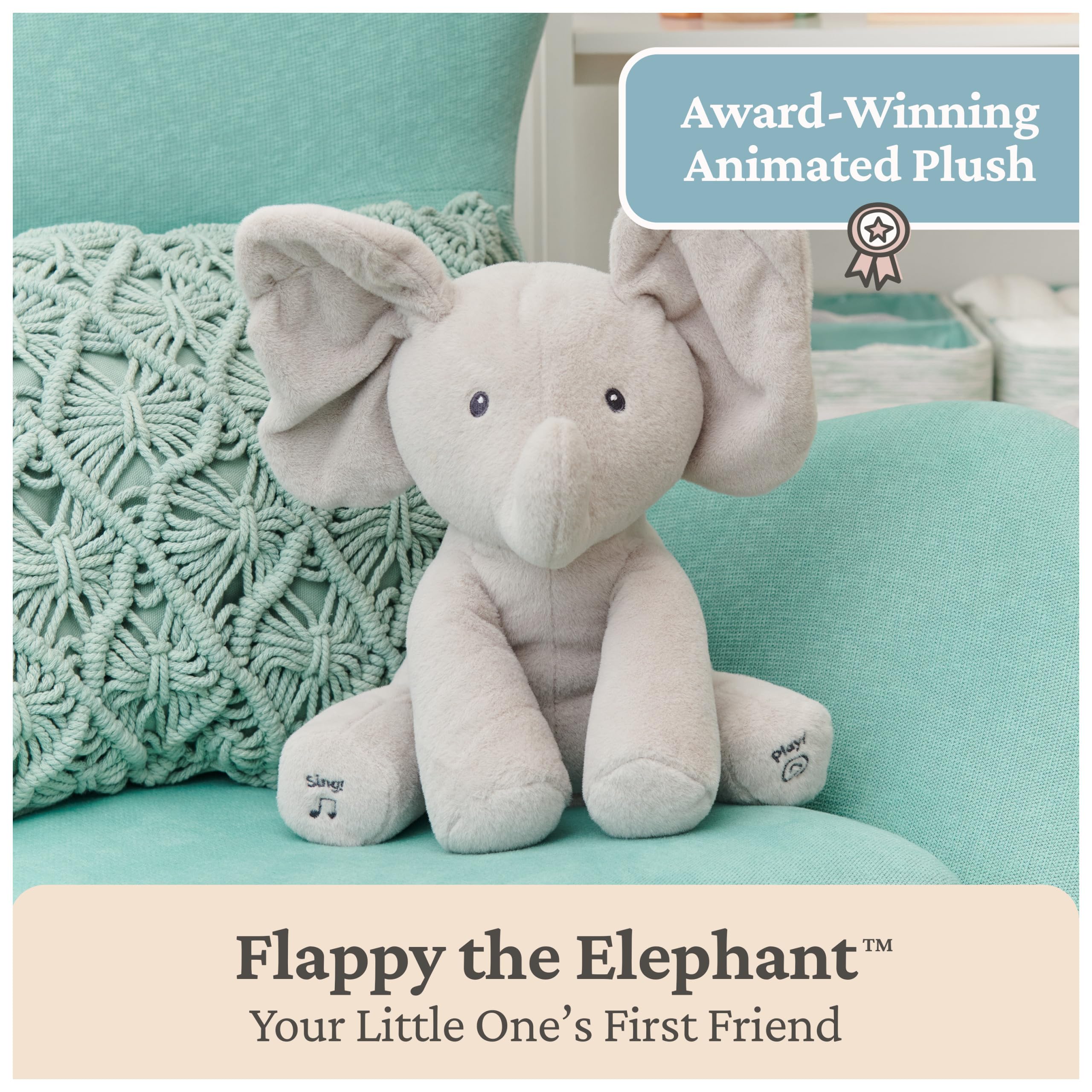 GUND Flappy surface washable fabric makes cleaning easy.