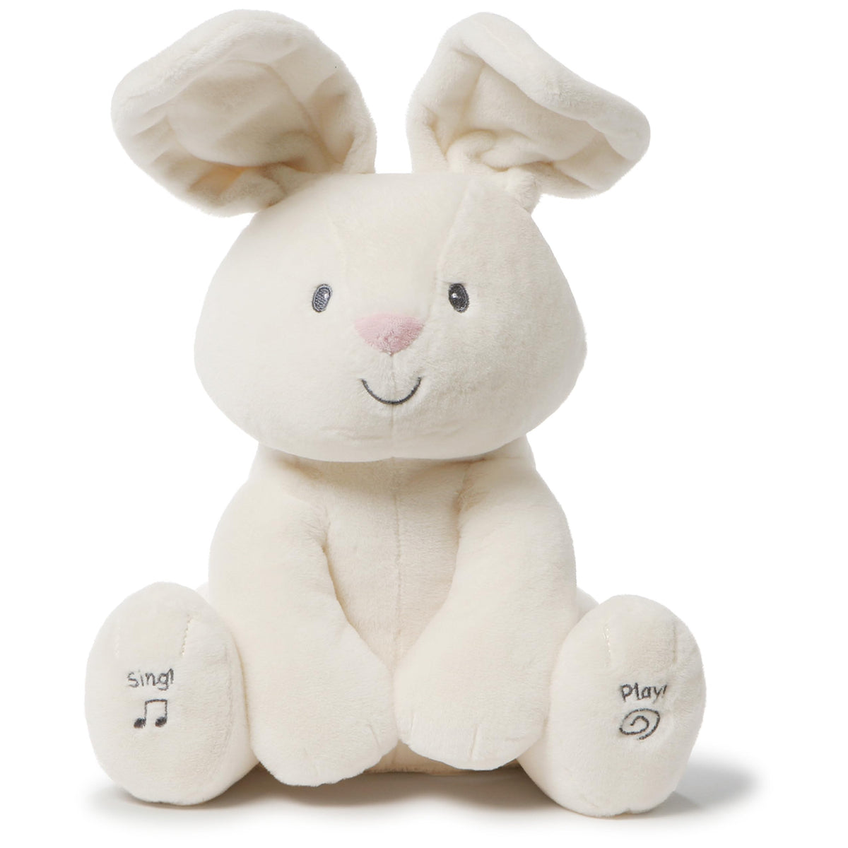 GUND Flora the Bunny animated plush performing peek-a-boo for babies
