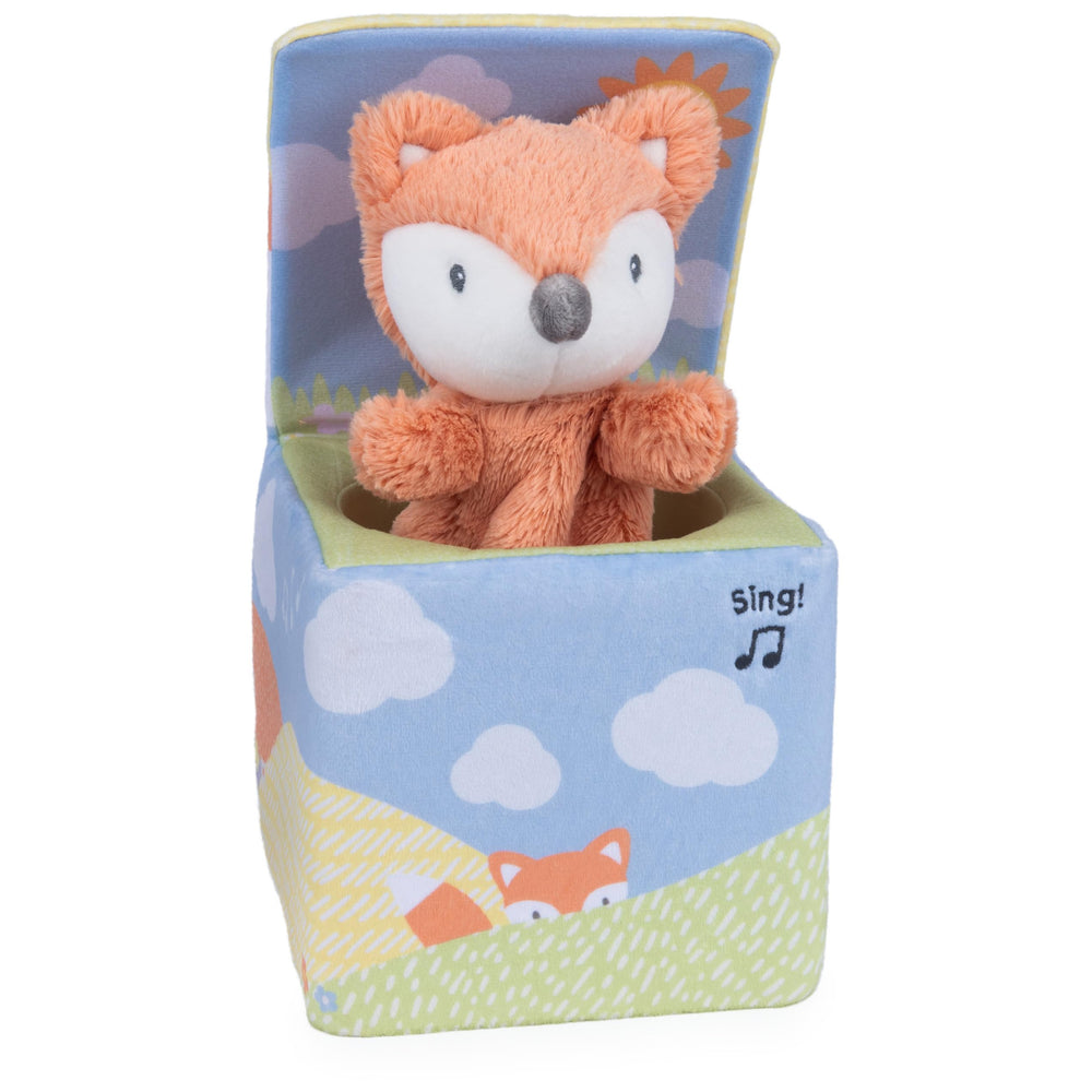 GUND Fox in a Box box art enhances nursery decor and sensory interest.