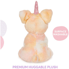 Soft, huggable plush material for cozy comfort with GUND Glamour Corgicorn.