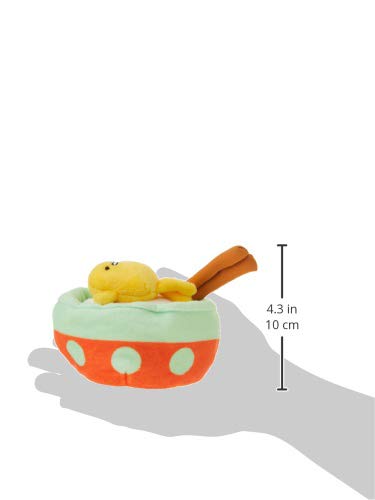 GUND Gudetama plush with noodles side view, showcasing soft fabric and display potential.