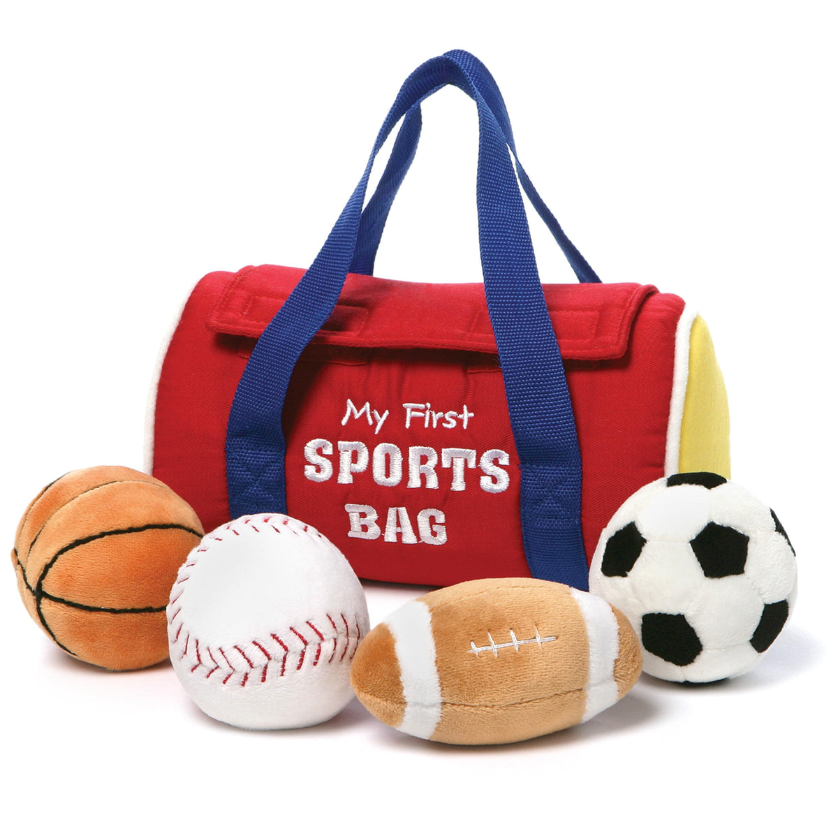 GUND My First Sports Bag 8-inch duffel stores four soft toys for easy cleanup
