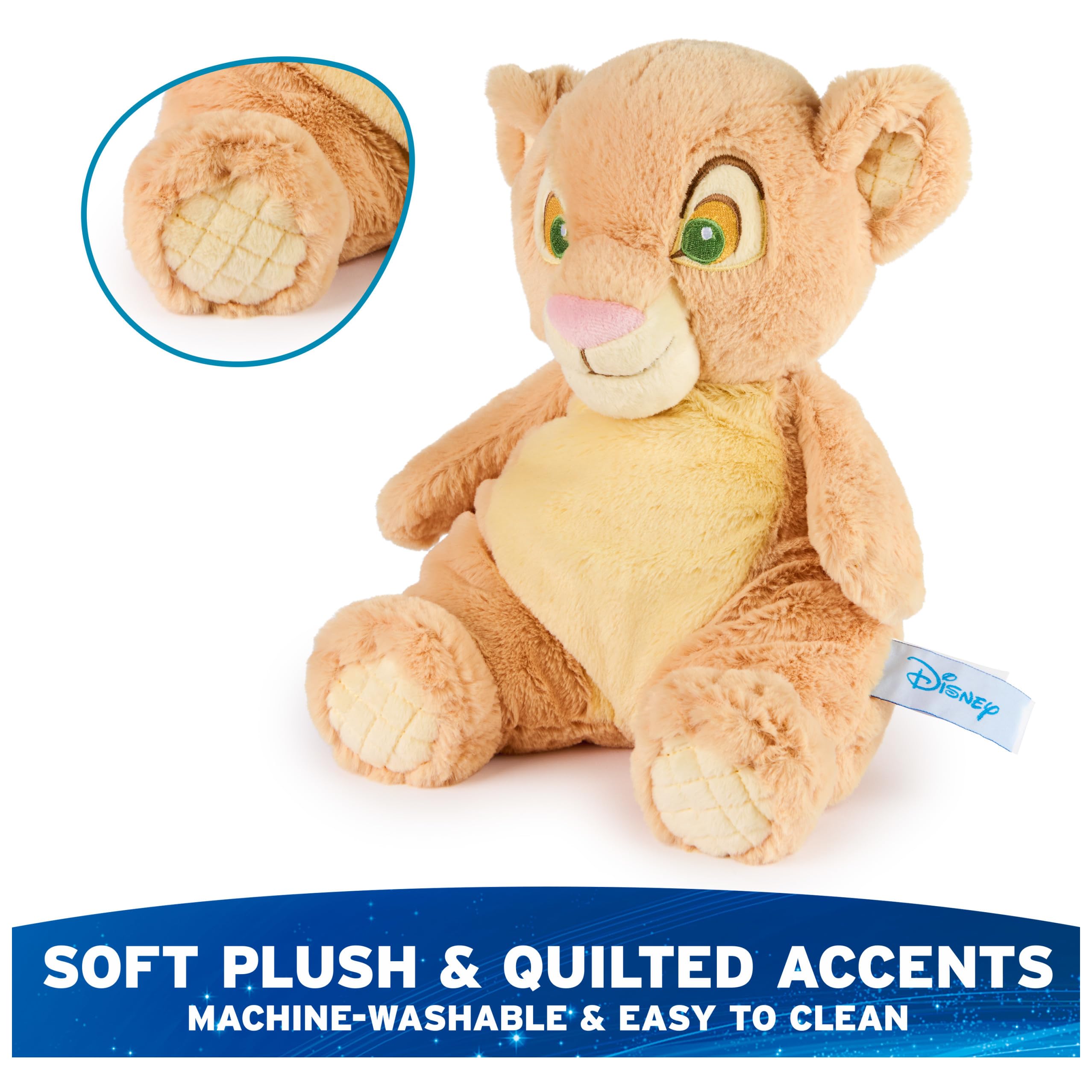 GUND Nala quilted feet and ears add tactile interest during adventures.