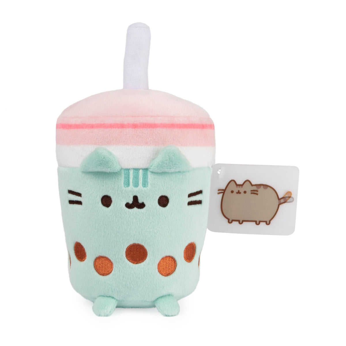 GUND Pusheen Boba Tea Cup plush 6-inch front view—adorable desk companion for fans
