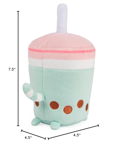 GUND Pusheen Boba Tea Cup plush front view—compact cuddle buddy for play and display