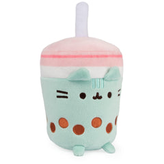 GUND Pusheen Boba Tea Cup plush lid pink—collectible decor for desks and shelves