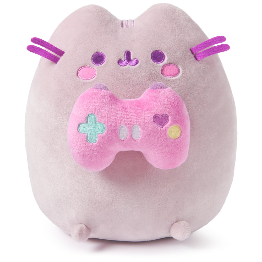 GUND Pusheen Gamer Plush holding a pink controller for cozy co op play