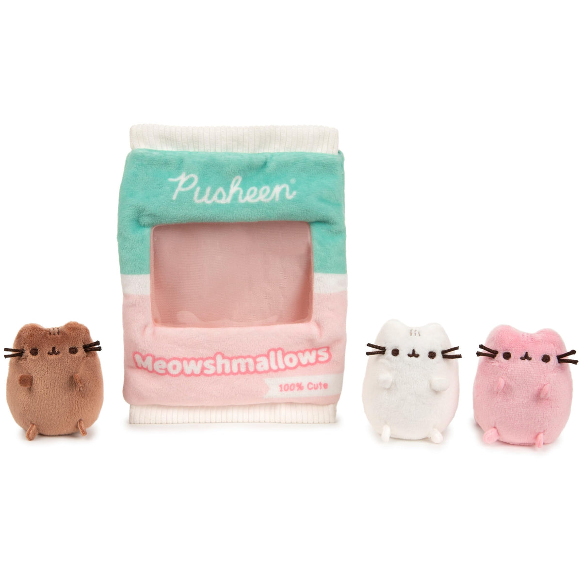 GUND Pusheen Meowshmallows bag viewing window showcases collectible plush