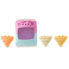 GUND Pusheen mini chips are removable for interactive display.