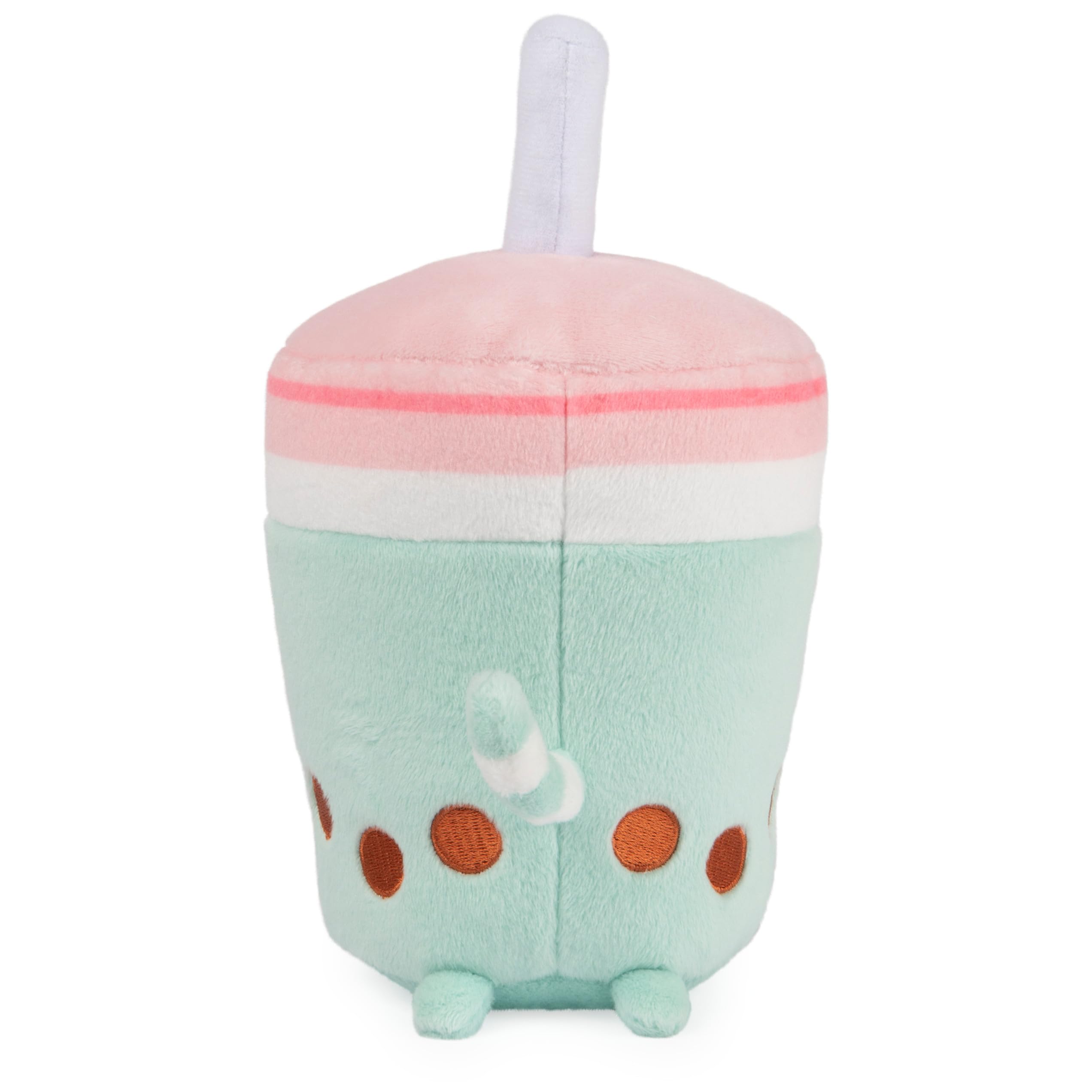 GUND Pusheen Sips plush face close-up—signature smile and cozy texture
