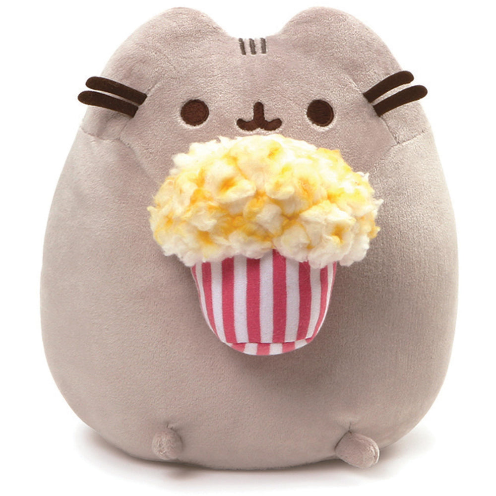 GUND Pusheen Snackables Popcorn Cat Plush with popcorn bucket, ideal for cozy movie nights