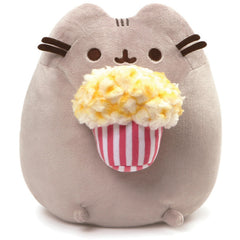 GUND Pusheen Snackables Popcorn Cat Plush with popcorn bucket, ideal for cozy movie nights
