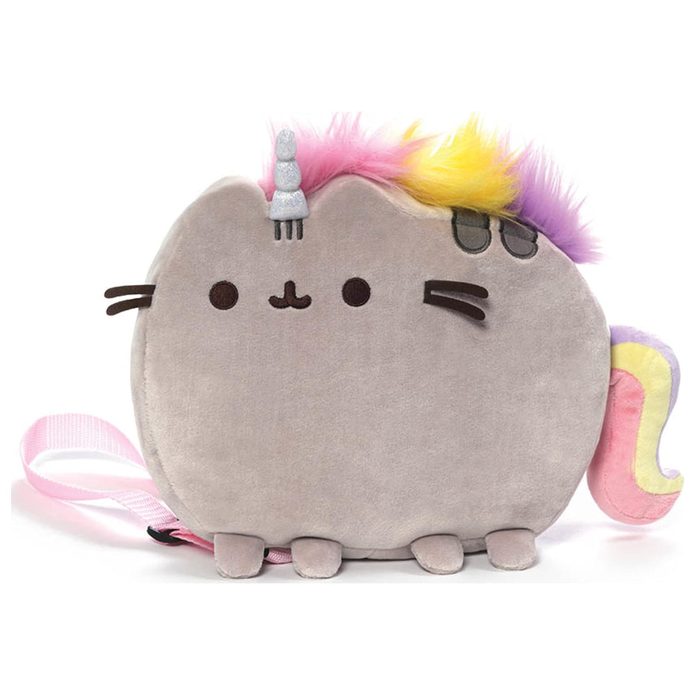 GUND Pusheenicorn plush backpack 13-inch image focusing on secure on-the-go storage.