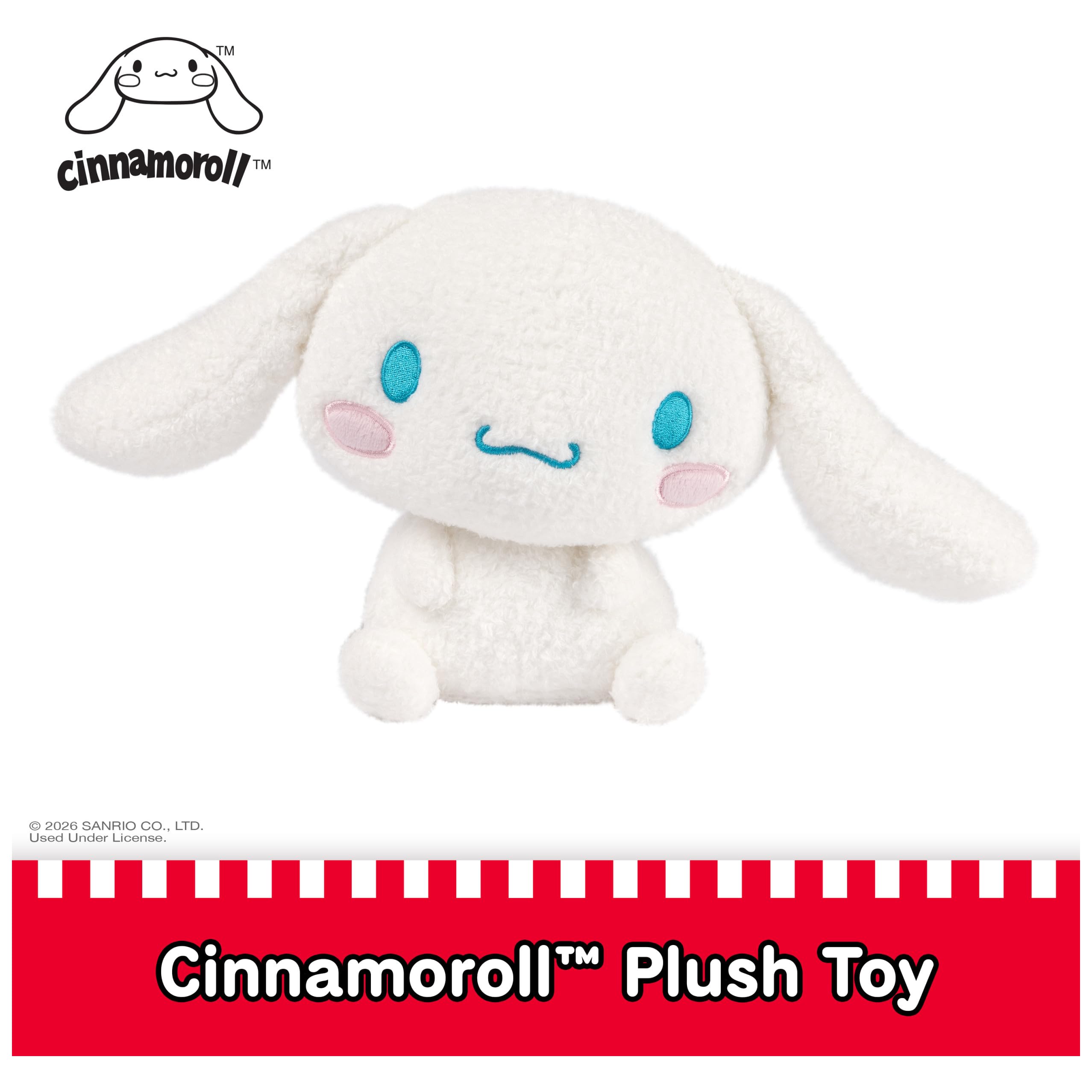GUND Sanrio Cinnamoroll plush features blue embroidered facial details.