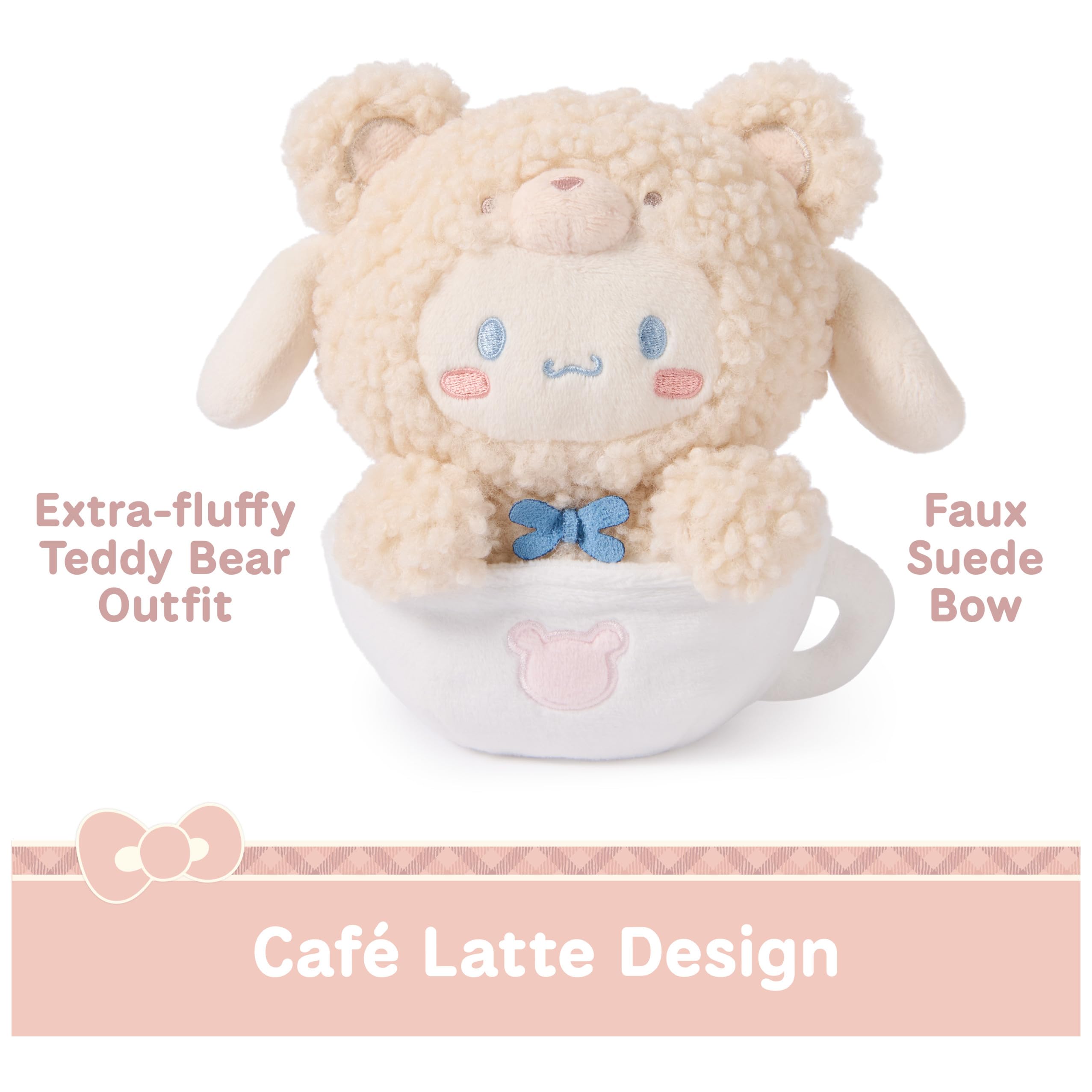 GUND Cinnamoroll plush displayed in a white mug for easy display