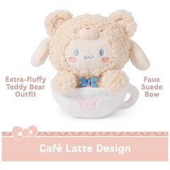 GUND Cinnamoroll plush displayed in a white mug for easy display