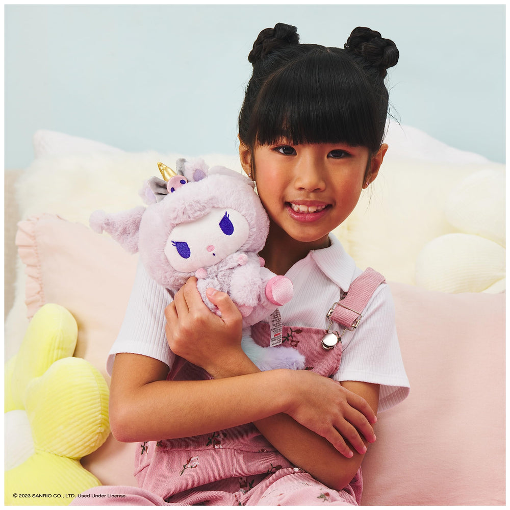 Metallic gold horn adds magical touch to GUND Kuromi unicorn plush.