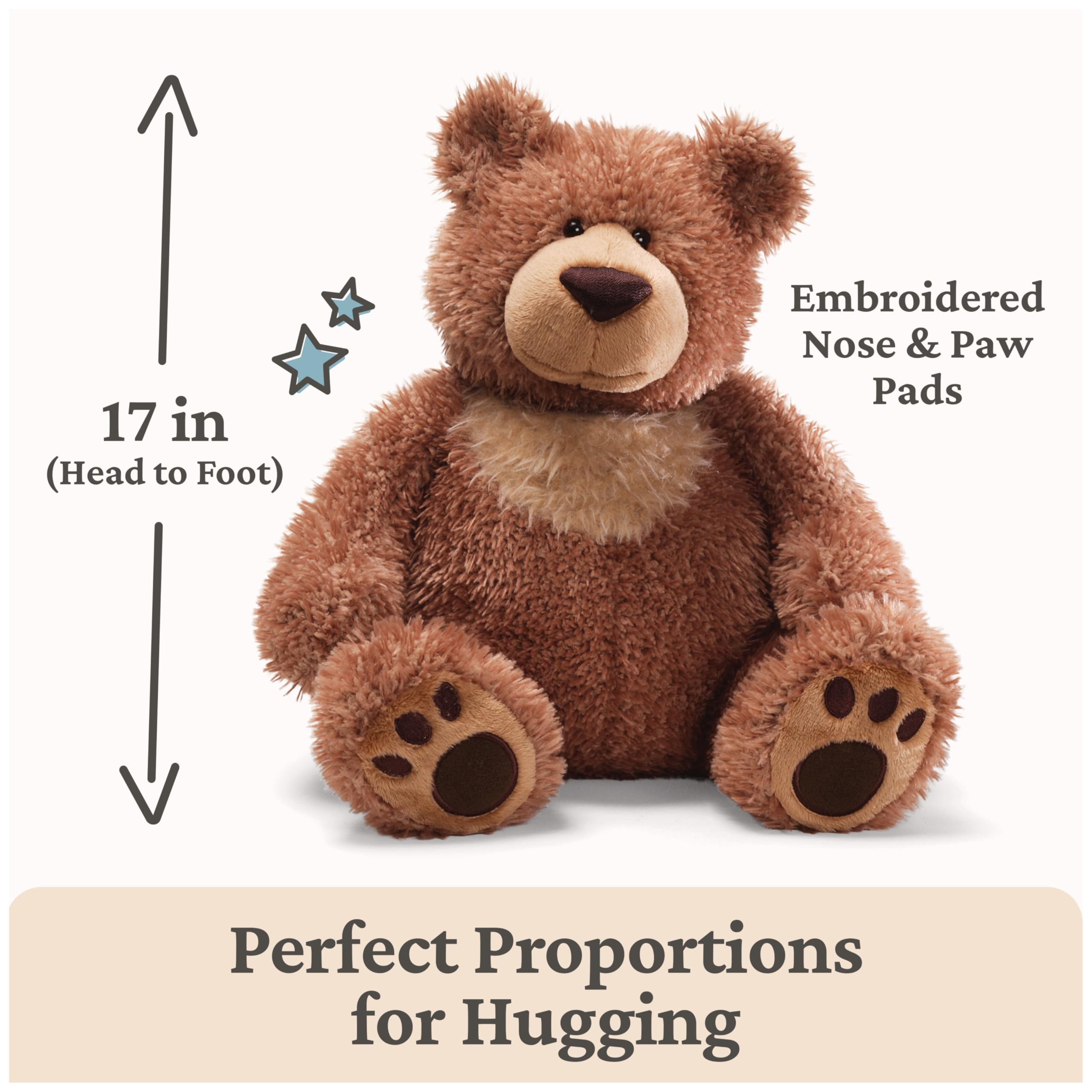GUND Slumbers tan chest accents highlight the classic teddy design and charm