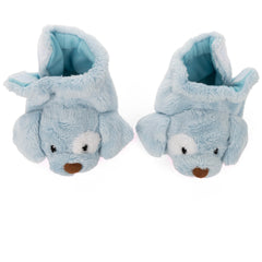 GUND Spunky Puppy rattle booties side view highlighting plush texture.