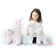 GUND Sugar Plum Llamacorn plush features iridescent horn for imaginative play